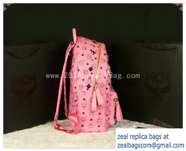 High Quality Replica MCM Stark Backpack Jumbo in Calf Leather 8100 Pink